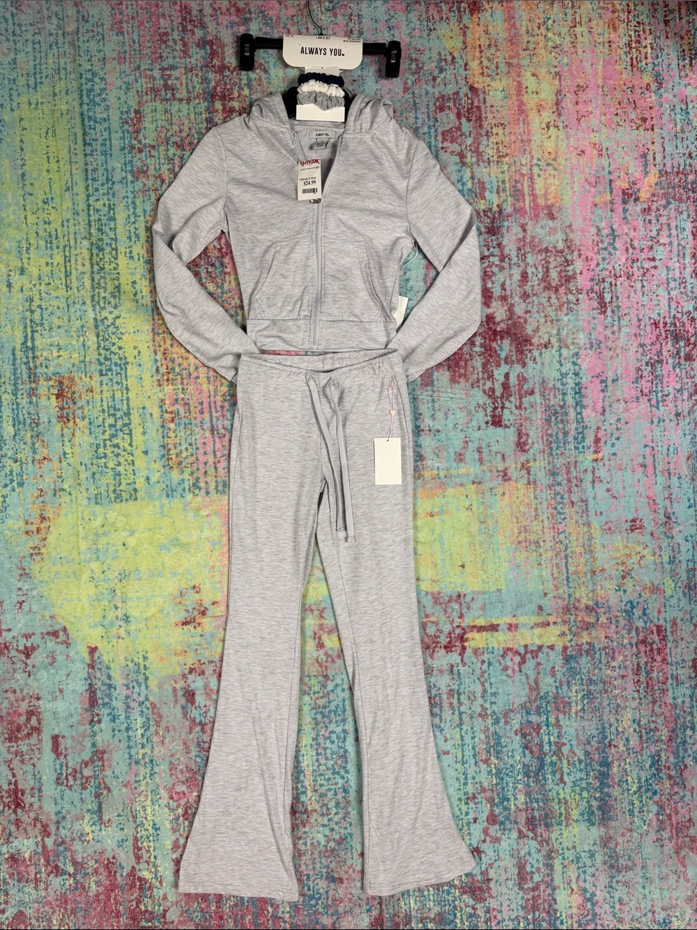 Always Light Gray Women's Hoodie and Drawstring Pants Set